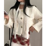 ゴールドボタン クロップドボアジャケット | VIVID LADY | 詳細画像6