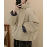 ライトベージュ | チェック切替ファー裏地 フーディーブルゾン | VIVID LADY