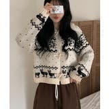 アイボリー | ノルディック柄トグルボタンニットカーディガン | VIVID LADY