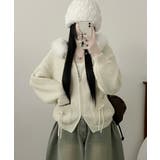 ファー付きフード ダブルジップニットカーディガン | VIVID LADY | 詳細画像3 