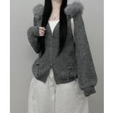 ファー付きフード ダブルジップニットカーディガン | VIVID LADY | 詳細画像12 