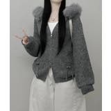 ファー付きフード ダブルジップニットカーディガン | VIVID LADY | 詳細画像13 