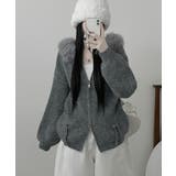 ファー付きフード ダブルジップニットカーディガン | VIVID LADY | 詳細画像14 