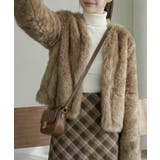 ブラウン | ノーカラー フェイクファージャケット | VIVID LADY