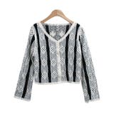 ブラック | 編みニットカーディガン長袖 レディース 春夏 | VIVID LADY