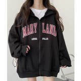 ブラック | 裏起毛 ジップアップパーカー 長袖 | VIVID LADY