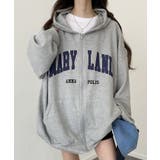 グレー | 裏起毛 ジップアップパーカー 長袖 | VIVID LADY