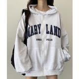 ホワイトメランジ | 裏起毛 ジップアップパーカー 長袖 | VIVID LADY