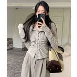 リブカーディガン シャーリングデザイン リブトップス | VIVID LADY | 詳細画像18