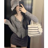 リブカーディガン シャーリングデザイン リブトップス | VIVID LADY | 詳細画像23