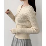 ケーブル編み ショート丈 コンパクトニットカーディガン | VIVID LADY | 詳細画像3 