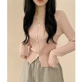 ピンク | リブニット ショート丈 コンパクトカーディガン | VIVID LADY