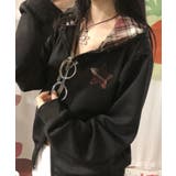 ブラック | チェックフード ダブルジップ スウェットパーカー | VIVID LADY