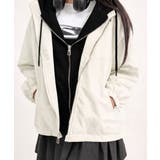 ライトベージュ | パーカードッキング ジップアップブルゾン | VIVID LADY