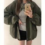 カーキ | ハイネック オーバーサイズ ナイロンブルゾン | VIVID LADY