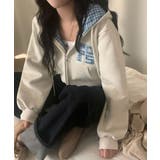 チェック フードジップアップパーカー | VIVID LADY | 詳細画像3 