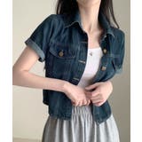 ショート丈 ラウンドヘム デニムジャケット 半袖 | VIVID LADY | 詳細画像2 