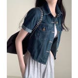 ショート丈 ラウンドヘム デニムジャケット 半袖 | VIVID LADY | 詳細画像4 