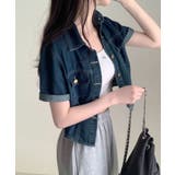 ショート丈 ラウンドヘム デニムジャケット 半袖 | VIVID LADY | 詳細画像5 