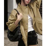 カーキ | ハイネック配色オーバーブルゾン | VIVID LADY