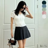 ジッパー付き半袖ニットカーディガン レディース 可愛い | VIVID LADY | 詳細画像1