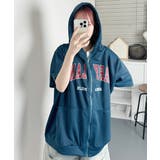 ロゴ入り半袖ジップアップパーカー レディース ブロークコア可愛い | VIVID LADY | 詳細画像37 