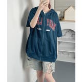 ロゴ入り半袖ジップアップパーカー レディース ブロークコア可愛い | VIVID LADY | 詳細画像42 