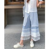 ギンガムチェック レース ワイドパンツ | VIVID LADY | 詳細画像1