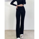ブラック | ミドルフレアスリムパンツ 全3色 レディース | VIVID LADY