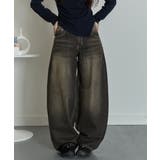 ブラック | カーブワイドデニムパンツ | VIVID LADY