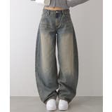 ブルー | カーブワイドデニムパンツ | VIVID LADY