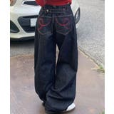 ウエスト調整可能 カーブワイドデニムパンツ | VIVID LADY | 詳細画像1 