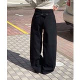 ブラック | 後ろポイントワイドデニムパンツ レディース ジーンズ | VIVID LADY
