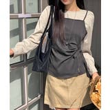 グレー | ２点セット シンプルブラウス＆キャミトップス アンサンブル | VIVID LADY