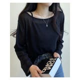 ブラック | リネン風ルーズフィットTシャツセット レディース オフショルダー長袖 | VIVID LADY