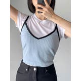 ショート丈Tシャツ+キャミソールセット レディース 配色キャミソール | VIVID LADY | 詳細画像15 