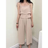 ベージュ | フリルブラウス+ロングパンツ セット 韓国ファッション | VIVID LADY