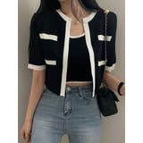 ブラック | カーディガンタンクトップニットアンサンブル ニットカーデ タンクトップ | VIVID LADY