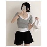 クロップド半袖Tシャツ×タンクトップ レイヤード2点セット | VIVID LADY | 詳細画像1 