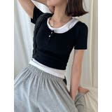 ブラック | クロップド半袖Tシャツ×タンクトップ レイヤード2点セット | VIVID LADY