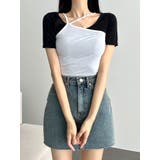ブラック | 2点セット 2wayクロップド半袖tシャツ+キャミソール Y2K | VIVID LADY