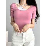 ピンク | 2点セット 2wayクロップド半袖tシャツ+キャミソール Y2K | VIVID LADY