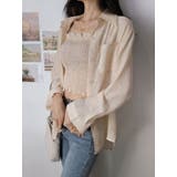 ベージュ | シアーオーバーサイズシャツ+シャーリングキャミソール セットアイテム 全5色 | VIVID LADY