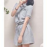 グレー | ポロカラーTシャツ ショートパンツ セットアップ | VIVID LADY