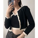 ブラック | バイカラーニットカーディガンアンサンブル | VIVID LADY