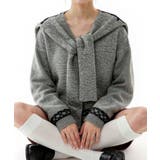 グレー | リボン柄ショール付きアンサンブルニット | VIVID LADY