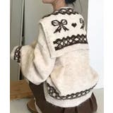 アイボリー | リボン柄ショール付きアンサンブルニット | VIVID LADY