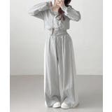 ダブルジップパーカー×キャミ×ワイドパンツ スウェット3点セット | VIVID LADY | 詳細画像9 