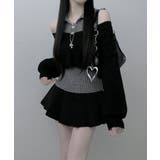 ブラック | レイヤードニットアンサンブル ショートトップス＋カラーニット | VIVID LADY