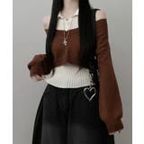 ブラウン | レイヤードニットアンサンブル ショートトップス＋カラーニット | VIVID LADY